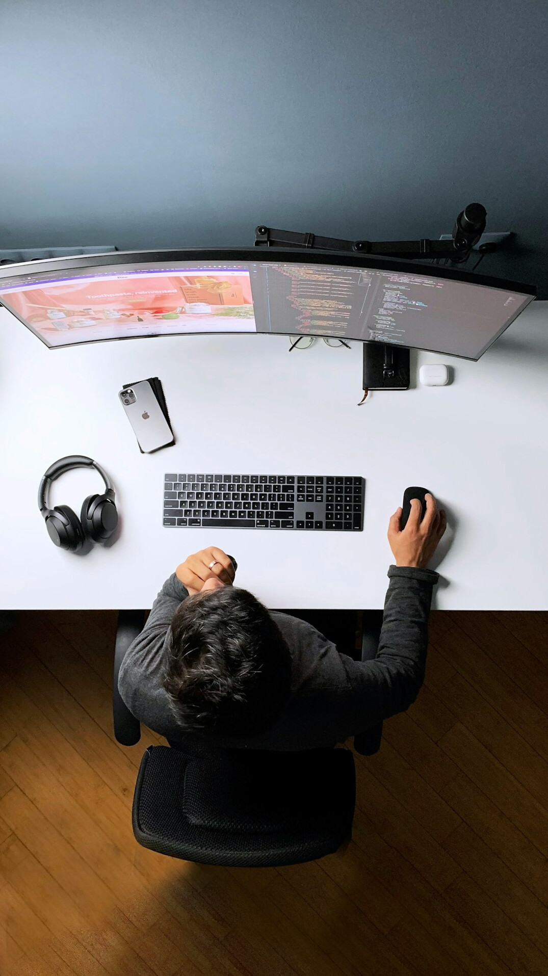 software developer at desk